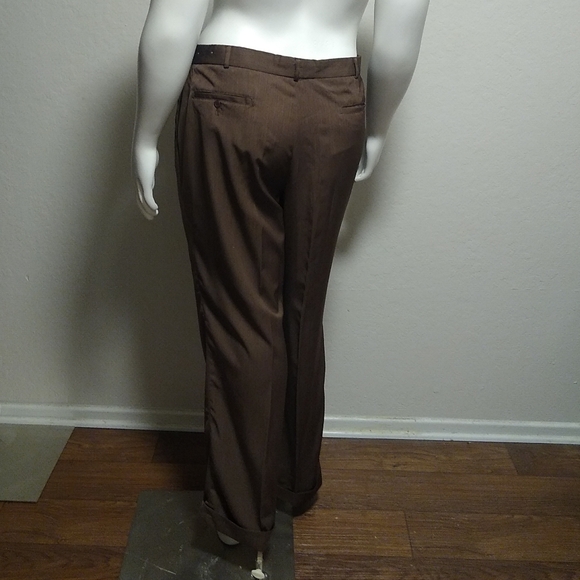 Montique 42 L Brown Mens Polyester Dress Pants - Picture 4 of 9